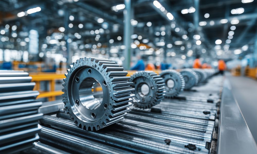 General engineering casting manufacturer inspecting finished steel components for machinery