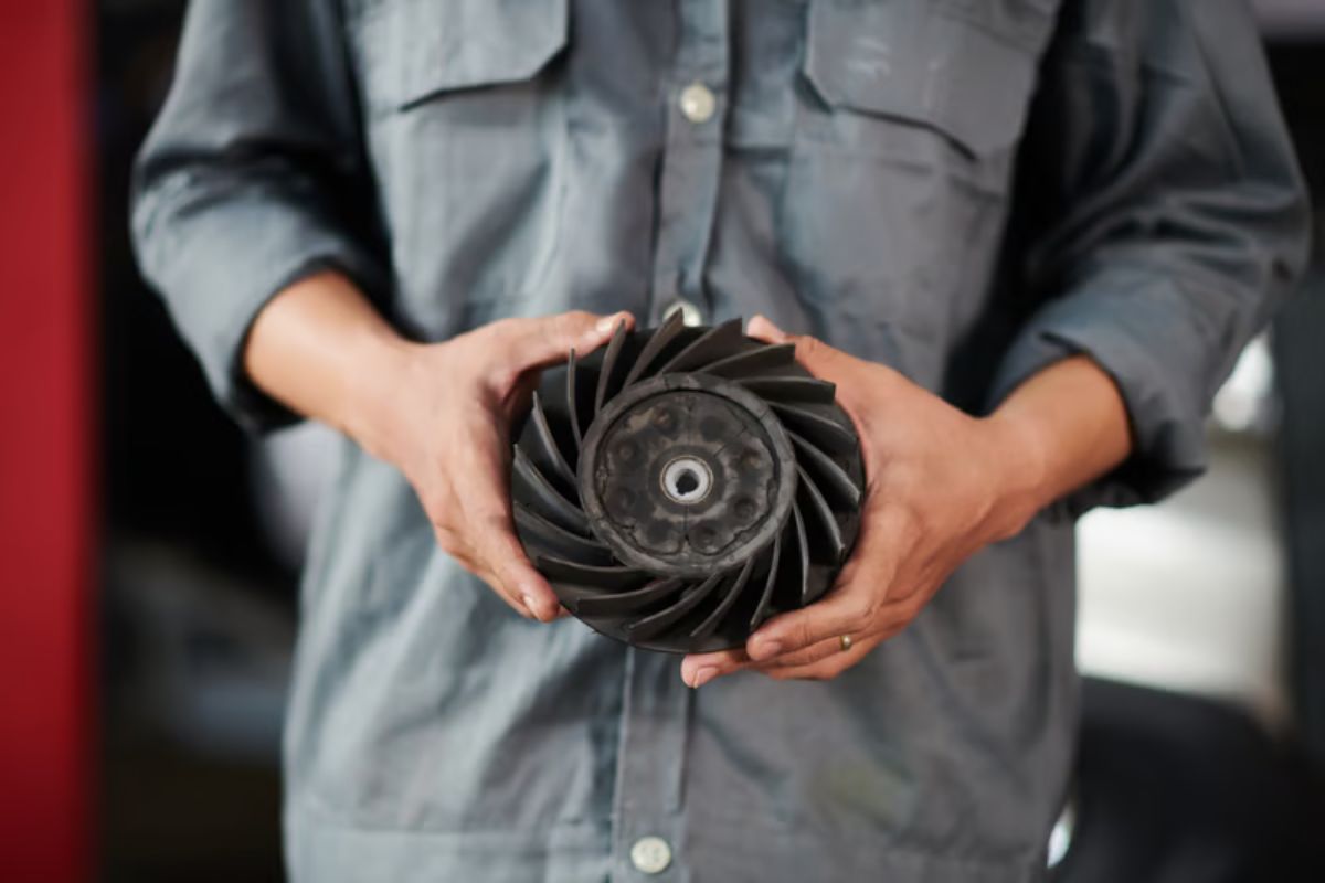 This image represents Manufacturing Complex Impellers using advanced investment casting techniques with intricate vane geometry and enclosed flow passages.